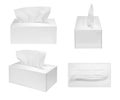 Set of White Tissue box blank label and no text for mock up packaging isolated on white with clipping path