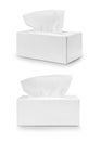 Set of White Tissue box blank label and no text for mock up packaging isolated on white with clipping path