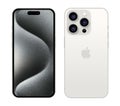 Set of White Titanium Apple iPhone 15 Pro mobile phone in different sides, on white background, vector illustration. The