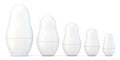 Set of white unpainted matryoshka dolls. 3D