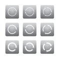 Set of white vector arrows in grey buttons. Royalty Free Stock Photo