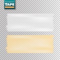 Set of white and yellow transparent scotch tape sticky slices