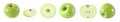 set of whole and cut in half green apple isolated on white background with clipping path Royalty Free Stock Photo