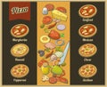 Set whole pizza. Vector isolated flat illustration for poster, menus, brochure, web and icon