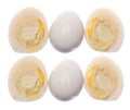 Set of Whole and Sliced Boiled Quail Eggs