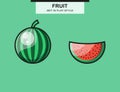 Set of whole and sliced watermelon pieces Royalty Free Stock Photo