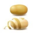 Set of Whole Unpeeled and Peeled Potato