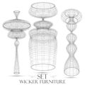 Set of wicker furniture drawings of objects Royalty Free Stock Photo