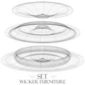 Set of wicker furniture saucer drawings of objects