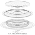 Set of wicker furniture saucer drawings of objects Royalty Free Stock Photo