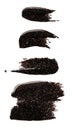 Set of wide and narrow brush strokes, black glitter nail polish, isolated element for design