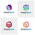 Set of Wifi House Vector Logo. Smart Home Tech Logo Vector. House Net Logo Concept Vector Royalty Free Stock Photo