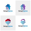 Set of Wifi House Vector Logo. Smart Home Tech Logo Vector. House Net Logo Concept Vector