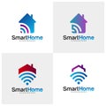 Set of Wifi House Vector Logo. Smart Home Tech Logo Vector. House Net Logo Concept Vector Royalty Free Stock Photo