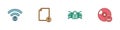 Set Wifi locked, Document and, Cyber security and CD or DVD disk with icon. Vector