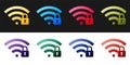 Set Wifi locked icon isolated on black and white background. Password Wi-fi symbol. Wireless Network icon. Wifi zone Royalty Free Stock Photo