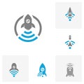 Set of Wifi Rocket logo icon vector template, Creative design, Symbol Royalty Free Stock Photo