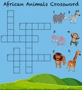 Set of wild animal crossword game