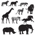 set of wild animal silhouettes. Vector illustration decorative design Royalty Free Stock Photo