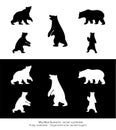 Set of Wild Bear Silhouette - animals silhouettes. Royalty Free Stock Photo