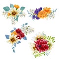 Set of 4 wild flowers bouquets Royalty Free Stock Photo