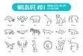 Set of Wildlife Icons Minimalistic and simple Line illustrations