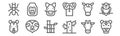 Set of 12 wildlife icons. outline thin line icons such as tiger, cactus, sloth, horse, boar, gorilla