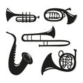 Set of wind instruments on the white background Royalty Free Stock Photo