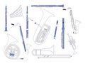 Set of wind musical instruments. Royalty Free Stock Photo