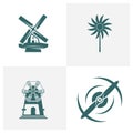 Set of Windmill logo design vector illustration, Creative windmill logo design concept template, symbols icons