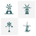 Set of Windmill logo design vector illustration, Creative windmill logo design concept template, symbols icons