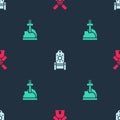 Set Windmill, Medieval throne and Sword the stone on seamless pattern. Vector Royalty Free Stock Photo