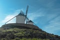 Set of windmills dating back to the 19th century on top of Cerro Calderico in Consuegra. December 26, 2018. Consuegra Toledo