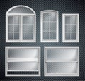 Set of window frames isolated on transparent background Royalty Free Stock Photo