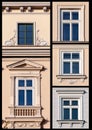 Set of Windows from Krakow, Poland Royalty Free Stock Photo