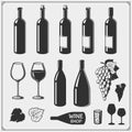 Set of windsurfing emblems, labels and badges. Surf design elements.Collection of Wine icons and design elements.