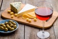 Set of wine and appetizers Royalty Free Stock Photo