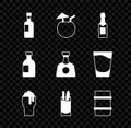 Set Wine bottle, Coconut cocktail, Champagne, Glass of beer, Cocktail Bloody Mary, Metal keg, vodka and Tequila icon
