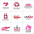 Set of wine bottle glass logo. Original winery