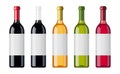 Set of wine bottles with different beverage sort. Royalty Free Stock Photo