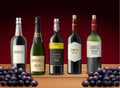 Set of wine bottles and grapes Royalty Free Stock Photo
