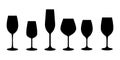 Set of wine glass. Alcohol beverage vector icons on white background Royalty Free Stock Photo