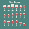 Set of wine glasses and bottles