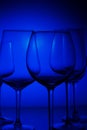 Wine glasses on blue Royalty Free Stock Photo