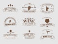 Set of wine logos with ribbons