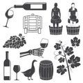 Set of Wine silhouette icons. Vector illustration.