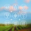 Set of wine and winemaking icons and emblems Royalty Free Stock Photo