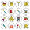 Set of winemaking, wine tasting icons