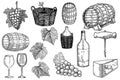 Set of winery design elements. Design element for poster, card, banner, sign. Royalty Free Stock Photo