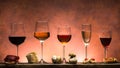 Set of wines and food Royalty Free Stock Photo